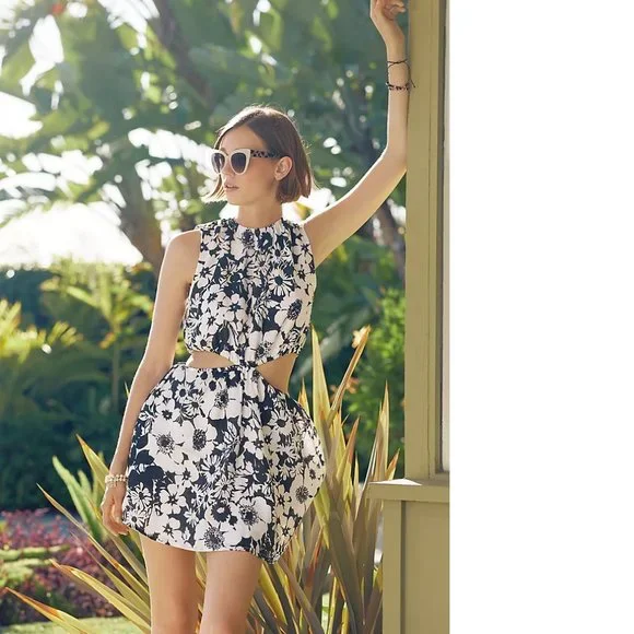 Faithfull the Brand | Dresses | Faithfull Cutout Mini Linen Dress Size  Black White Floral New With T | Poshmark